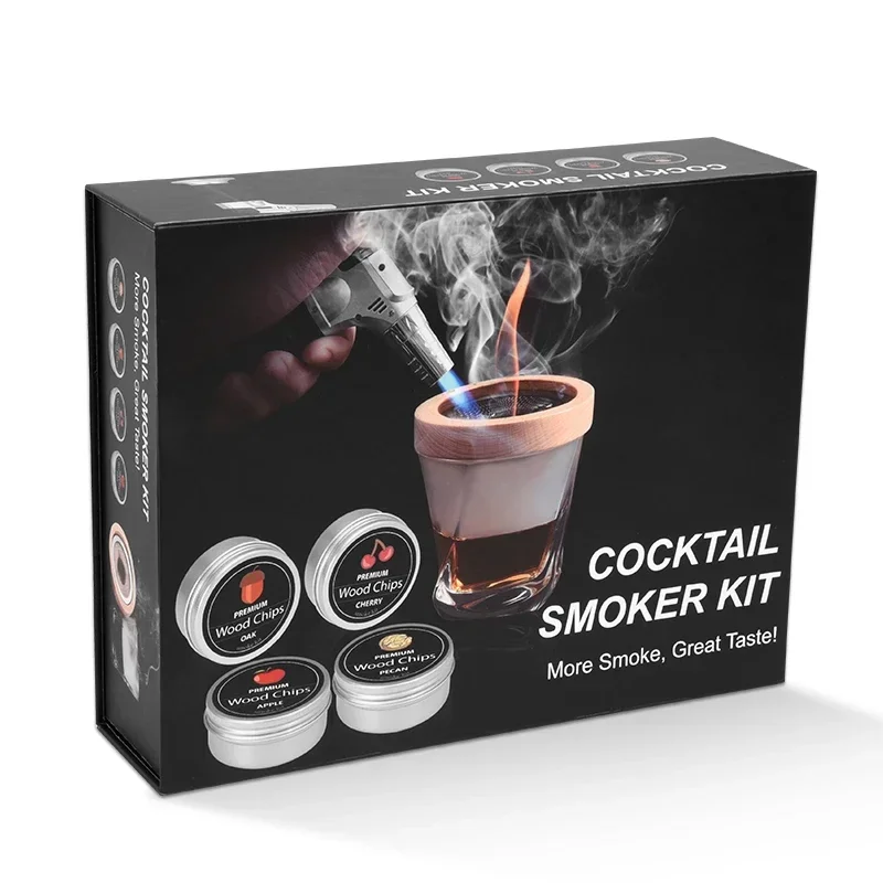 Whiskey Cocktail Smoker Kit with Torch Old Fashioned Kit Drink Smoker  for  Bourbon Brandy Wine 
