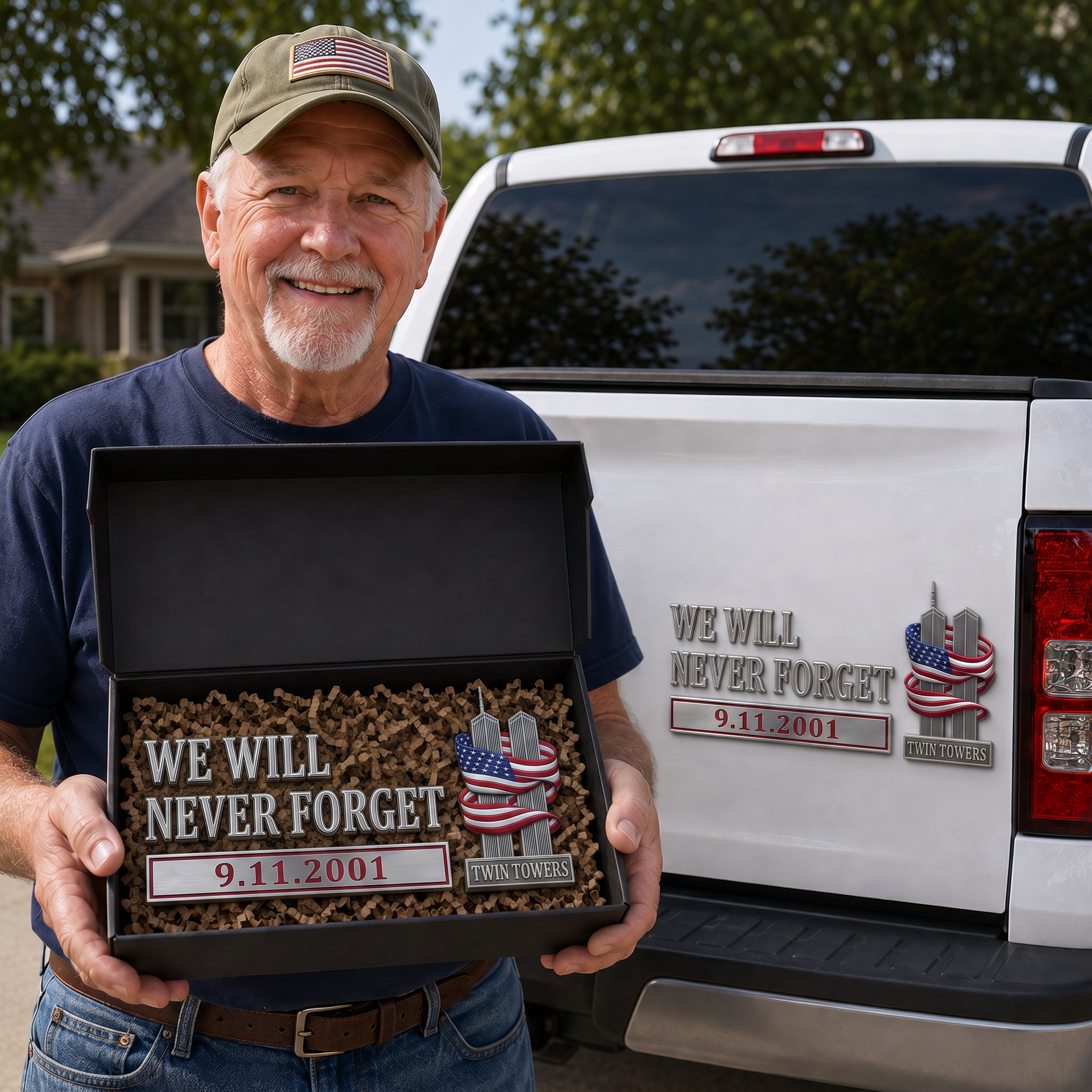 We Will Never Forget – 9.11.2001 Tribute Car Emblem