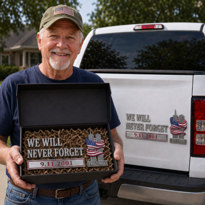 We Will Never Forget – 9.11.2001 Tribute Car Emblem