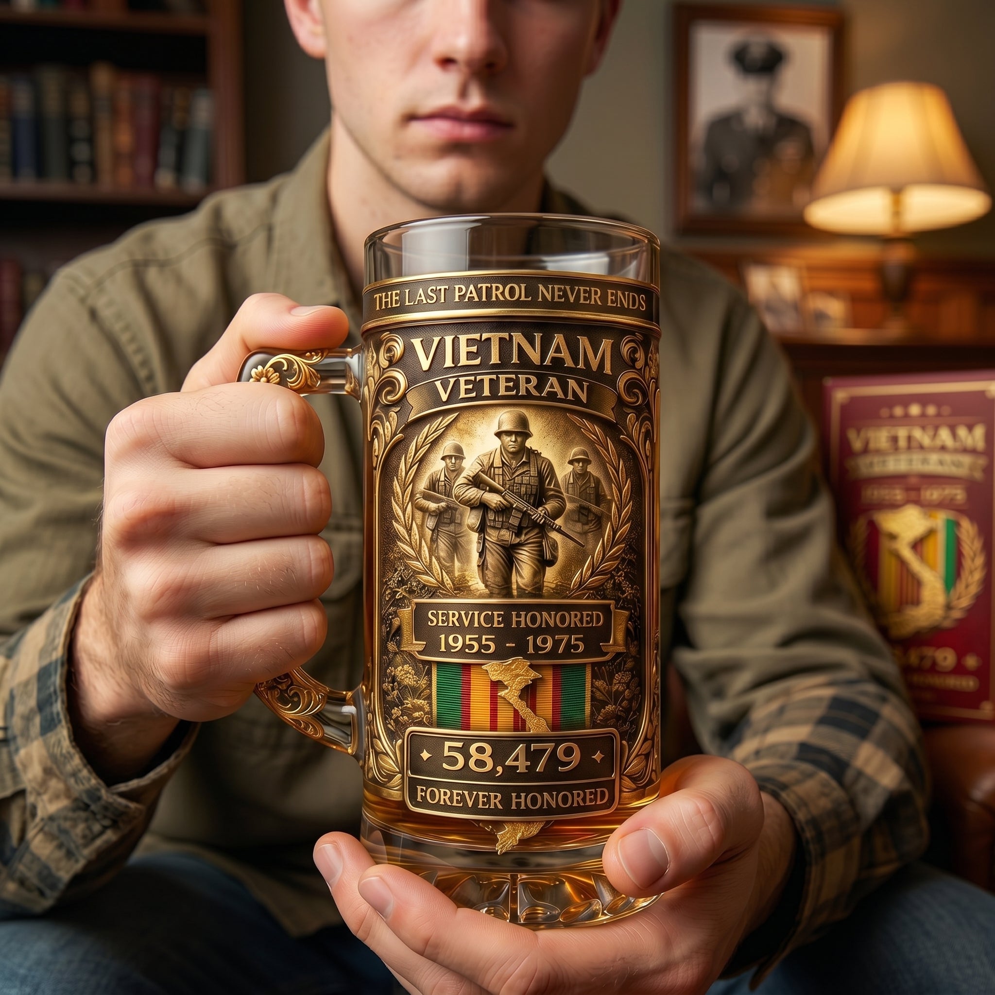 Vietnam Veteran Memorial Beer Mug — Honor the Service · Remember Forever