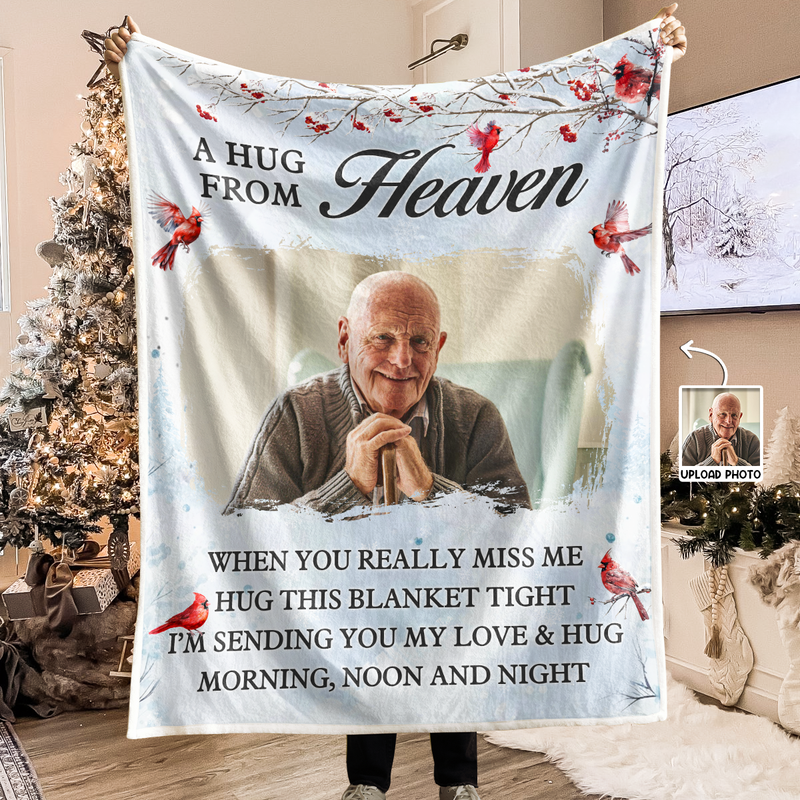 A Hug From Heaven - Customized Personalized Blanket - Sympathy Gift For Memorial