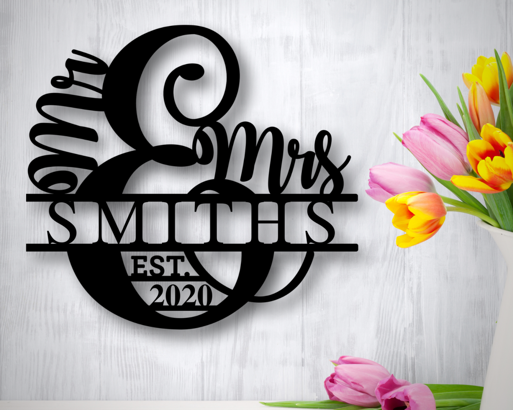 Mr and Mrs Monogram Sign