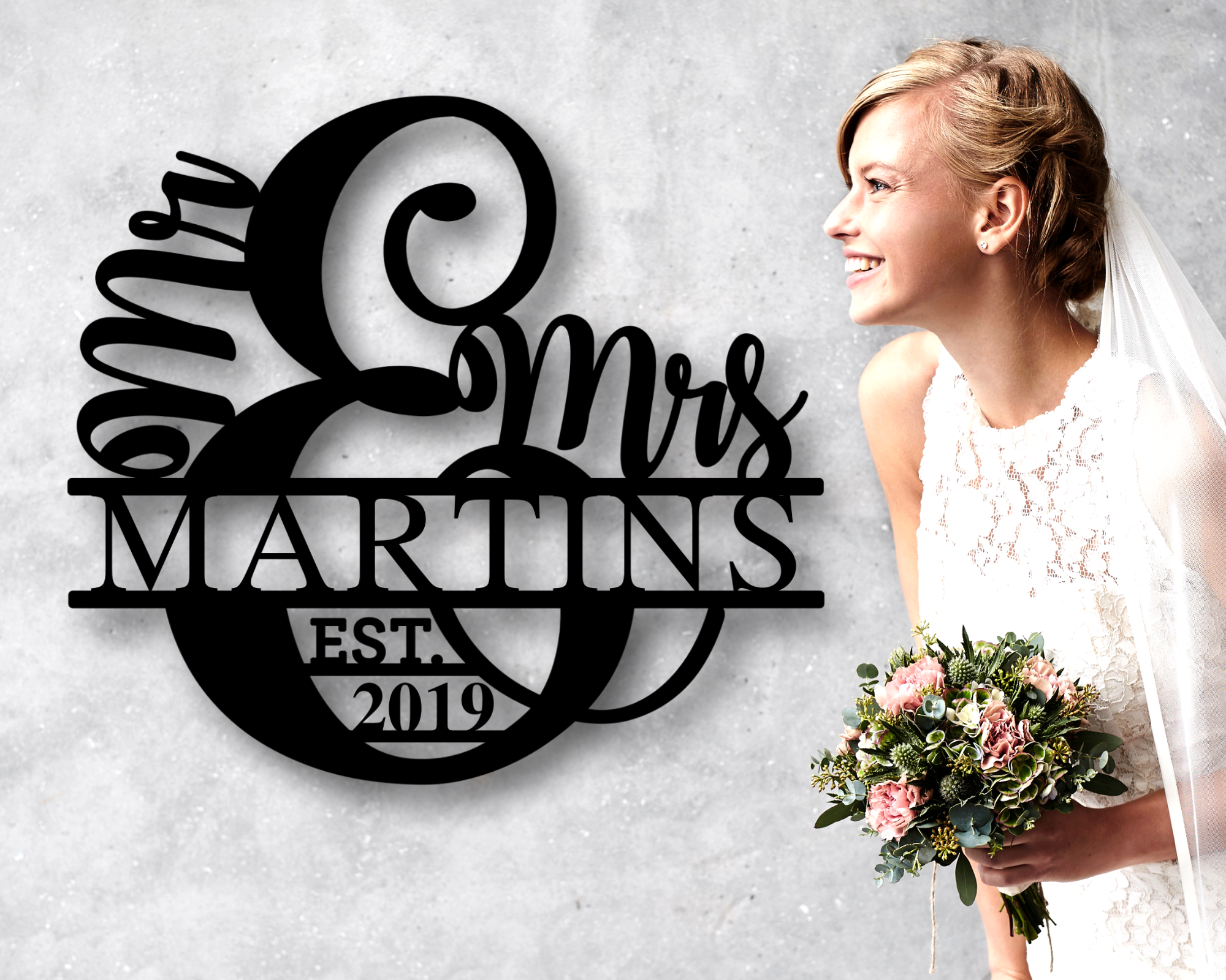 Mr and Mrs Monogram Sign