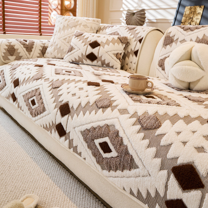 Modern Geometric Plush Sofa Cover