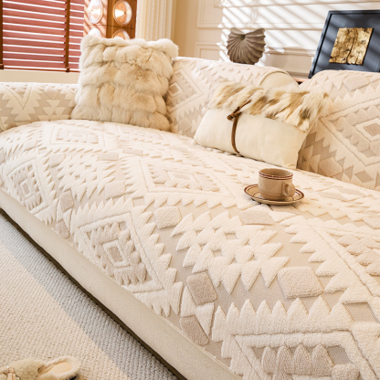 Modern Geometric Plush Sofa Cover