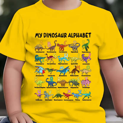 🦖Hot Sale 50% OFF✨Kids Dinosaur Alphabet Graphic T-Shirt