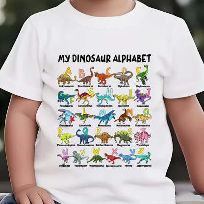 🦖Hot Sale 50% OFF✨Kids Dinosaur Alphabet Graphic T-Shirt