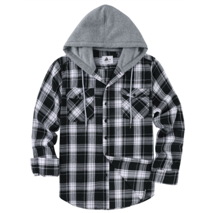 Men's Plaid Flannel Hooded Shirt Jacket