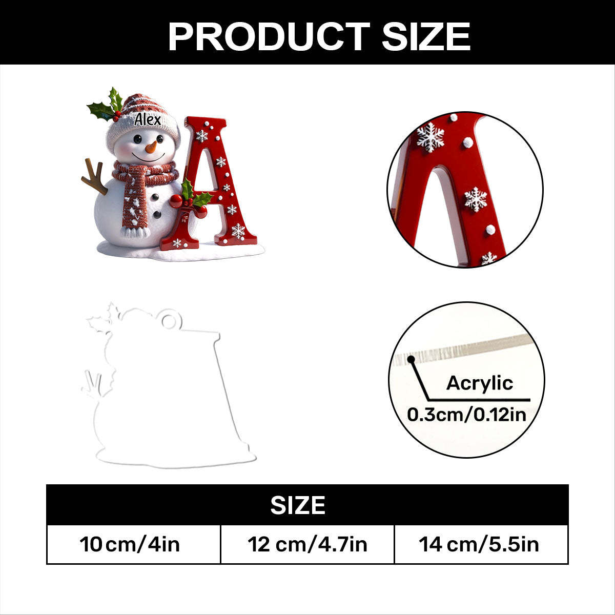 Snowman Merry Christmas - Personalized 1-Layer Acrylic Ornament