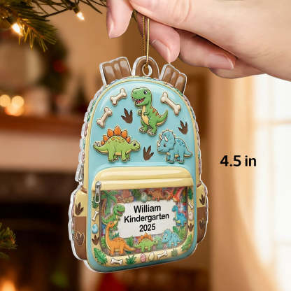 3D Effect Kid School Backpack - Personalized Acrylic Ornament - School Year Milestone For Kids