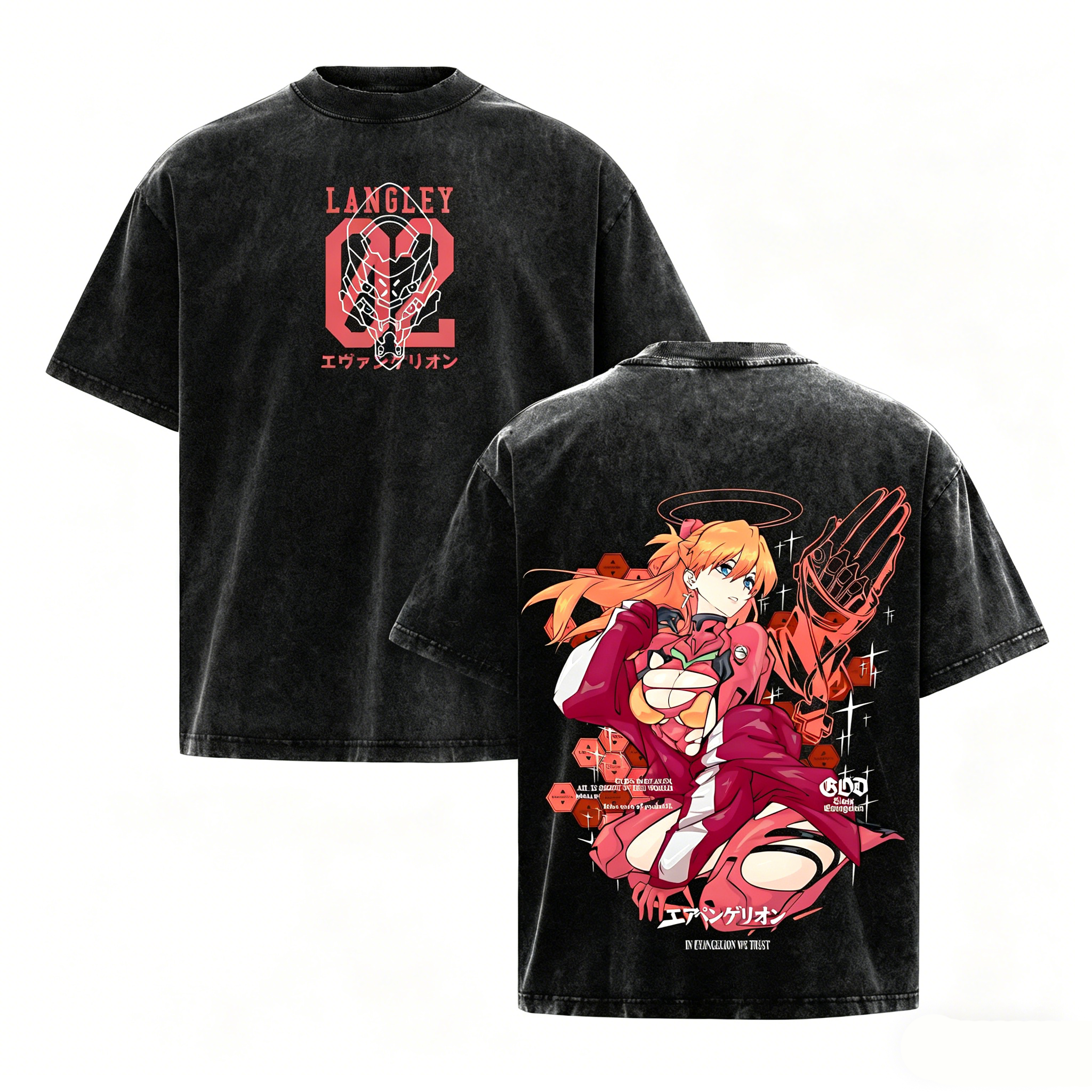 Asuka Langley Neon Genesis Evangelion Vintage Unisex Washed T-Shirt