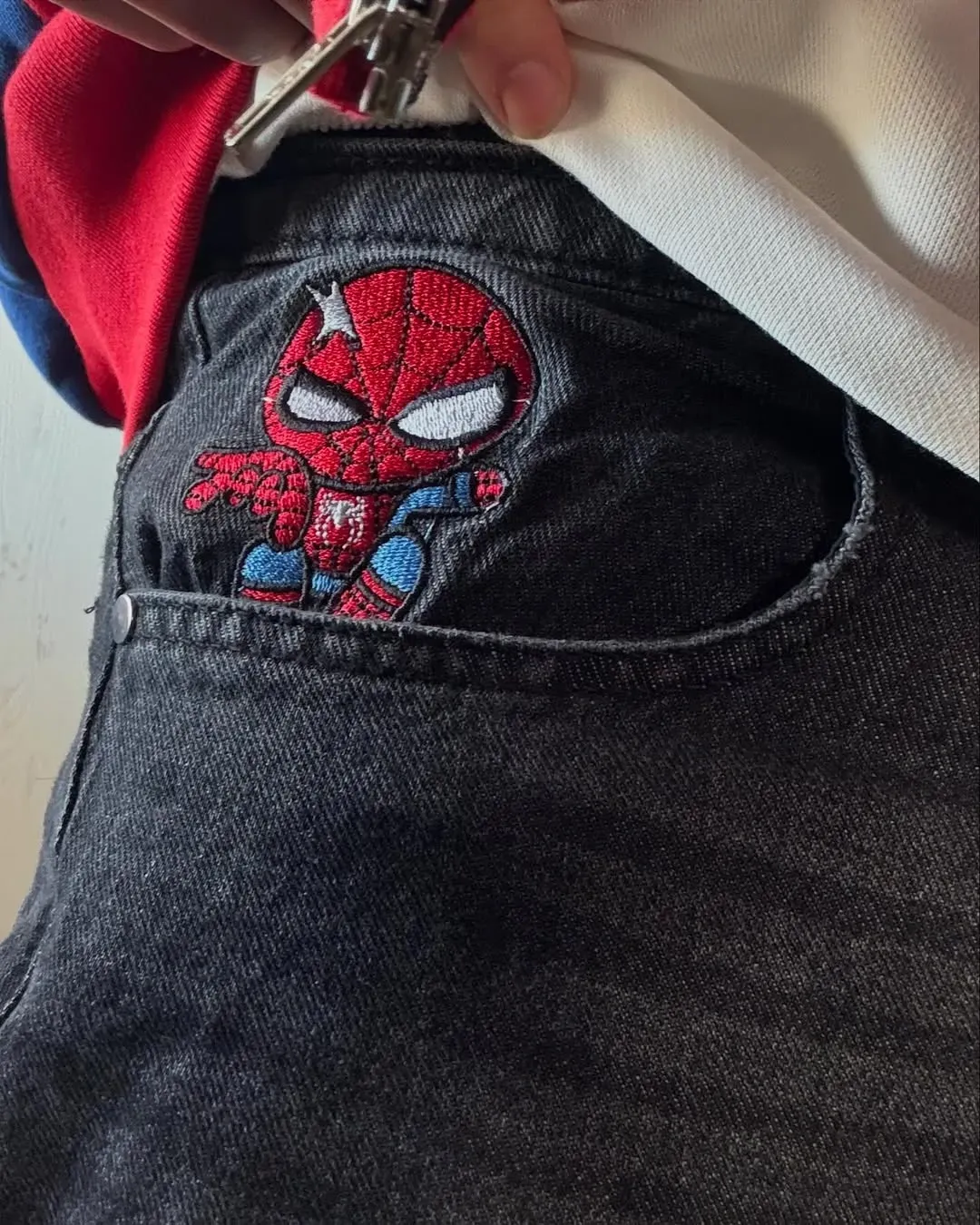 Spider Embroidery Jeans