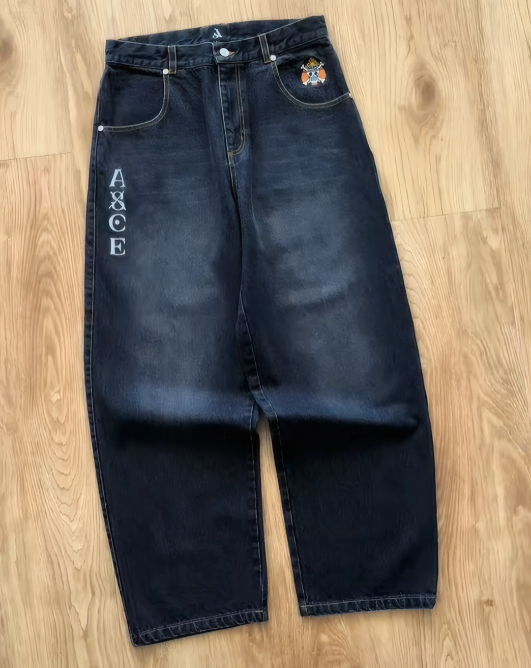 One Piece Asce Embroidery Jeans