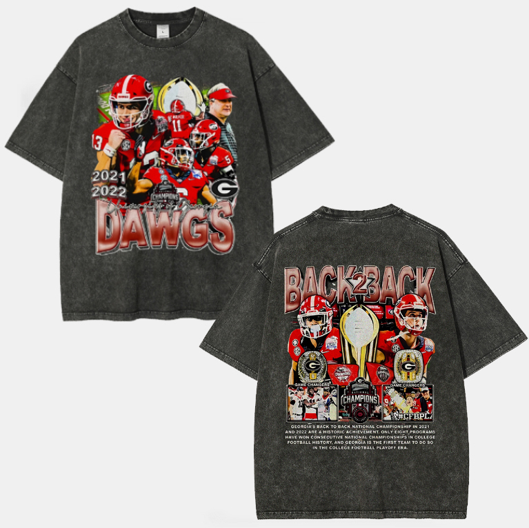 Unisex-Adult Ultra Cotton Washed T-Shirt Graphic NATIONAL CHAMPS - GEORGIA TEE