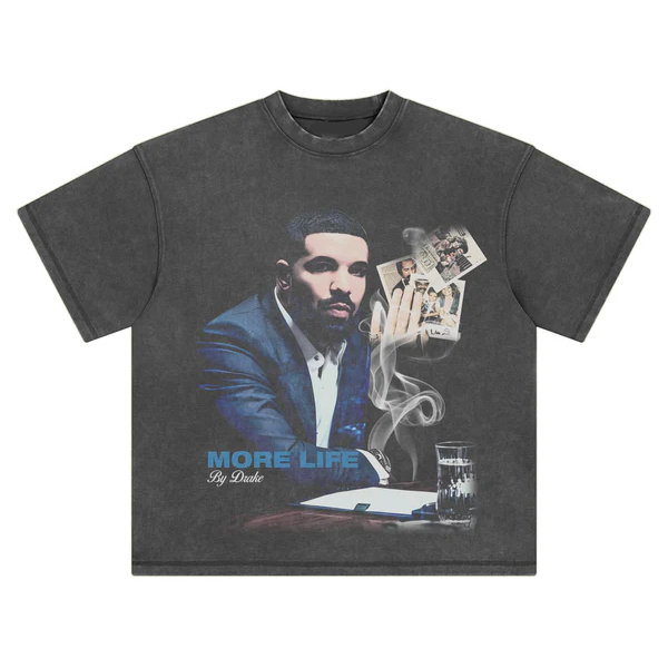 DRAKE MORE LIFE Graphic Vintage Tee
