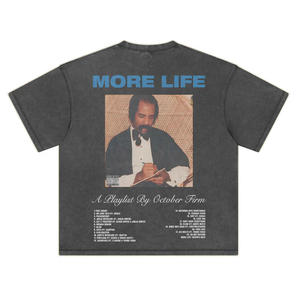 DRAKE MORE LIFE Graphic Vintage Tee