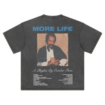 DRAKE MORE LIFE Graphic Vintage Tee