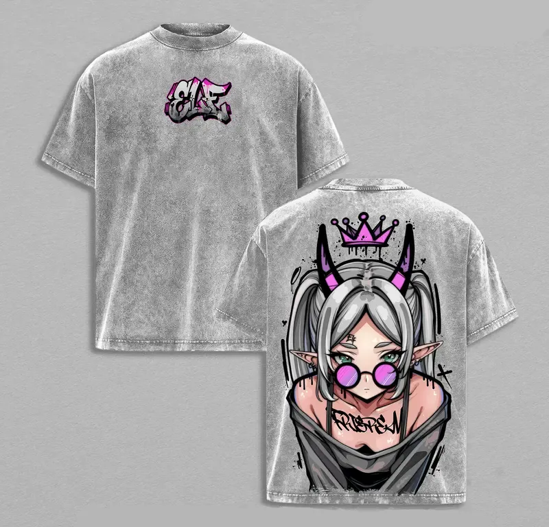 Demon Elf Girl Purple Crown Vintage Graphic T-Shirt | Frieren 