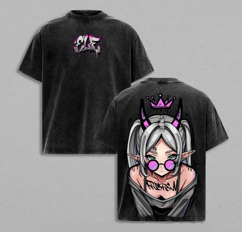 Demon Elf Girl Purple Crown Vintage Graphic T-Shirt | Frieren