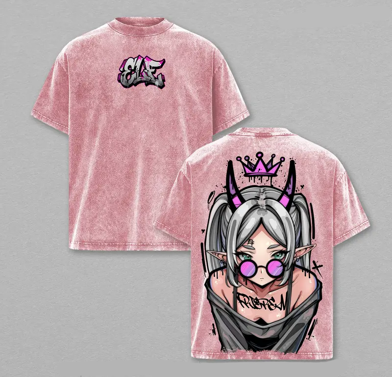 Demon Elf Girl Purple Crown Vintage Graphic T-Shirt | Frieren 