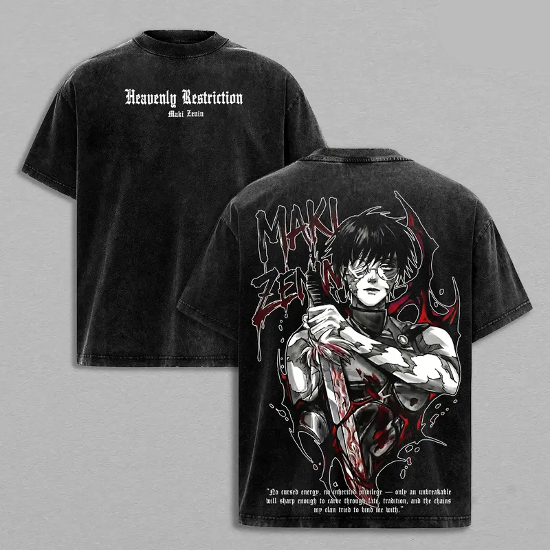 Maki Zenin Printed Unisex Washed T-Shirt | Jujutsu Kaisen