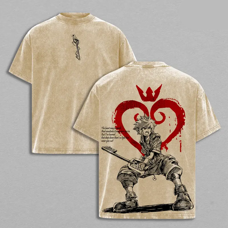 Sora Kingdom Hearts  Printed Unisex Washed T-Shirt 