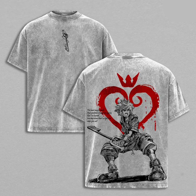 Sora Kingdom Hearts  Printed Unisex Washed T-Shirt 