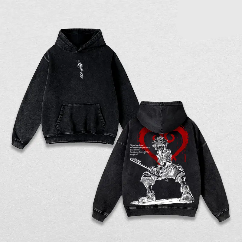 Sora Kingdom Hearts Unisex Washed Hoodie