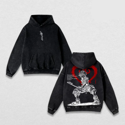 Sora Kingdom Hearts Unisex Washed Hoodie