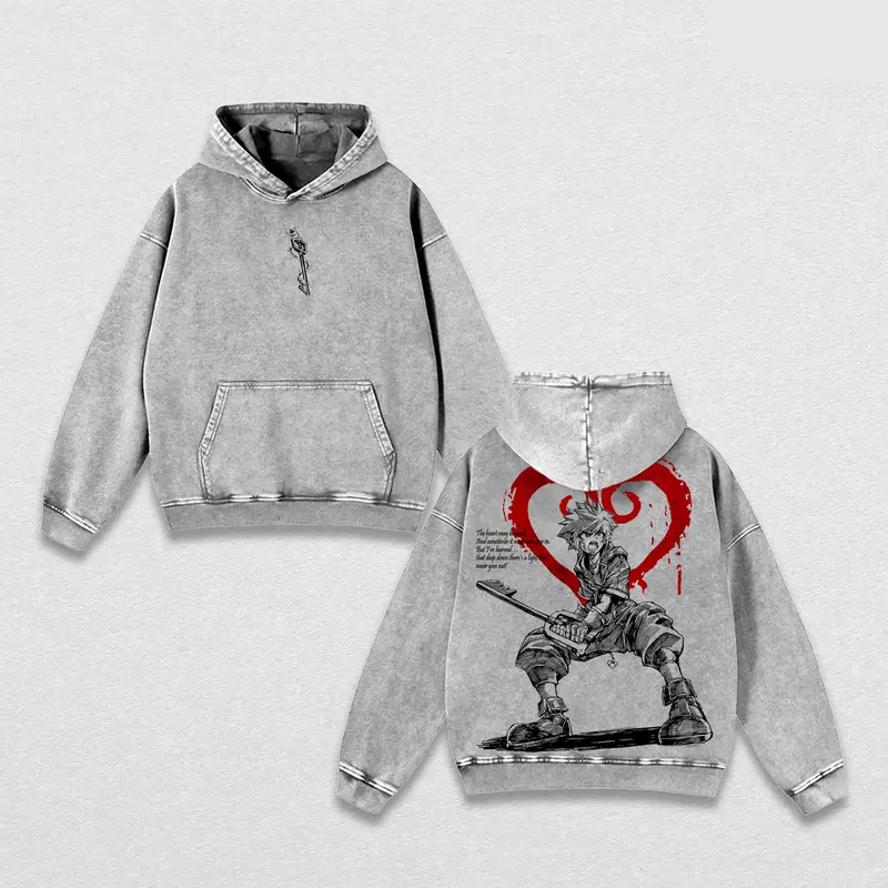 Sora Kingdom Hearts Unisex Washed Hoodie