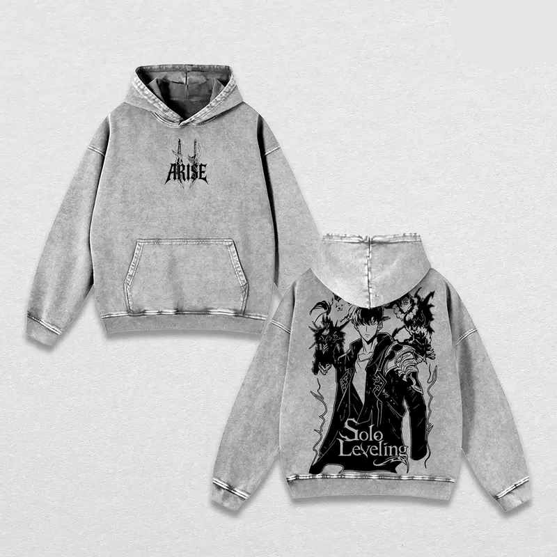 Arise Sung Jin-Woo Vintage Unisex Washed Hoodie | Solo Leveling