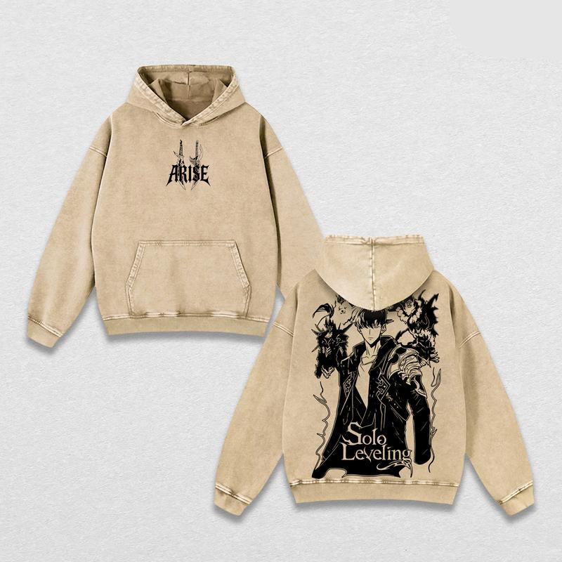 Arise Sung Jin-Woo Vintage Unisex Washed Hoodie | Solo Leveling