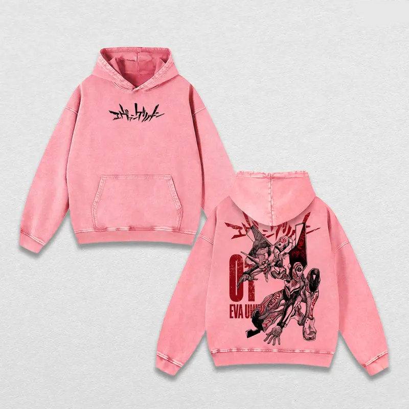 Eva Unit-01  Vintage Unisex Washed Hoodie | Neon Genesis Evangelion