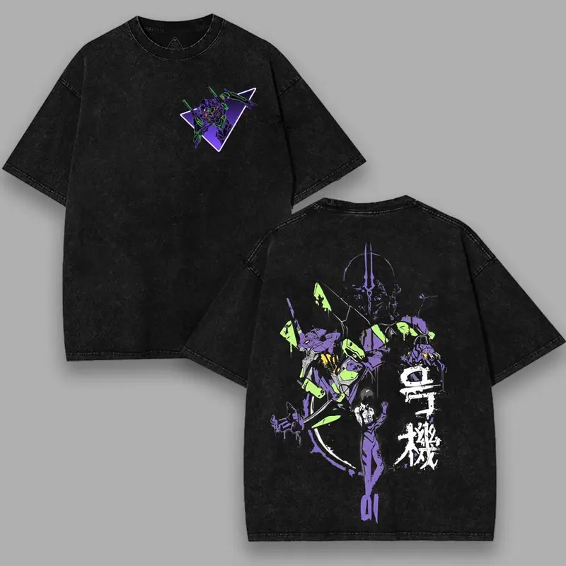 EVA-01 EVANGELION Printed Unisex Washed T-Shirt