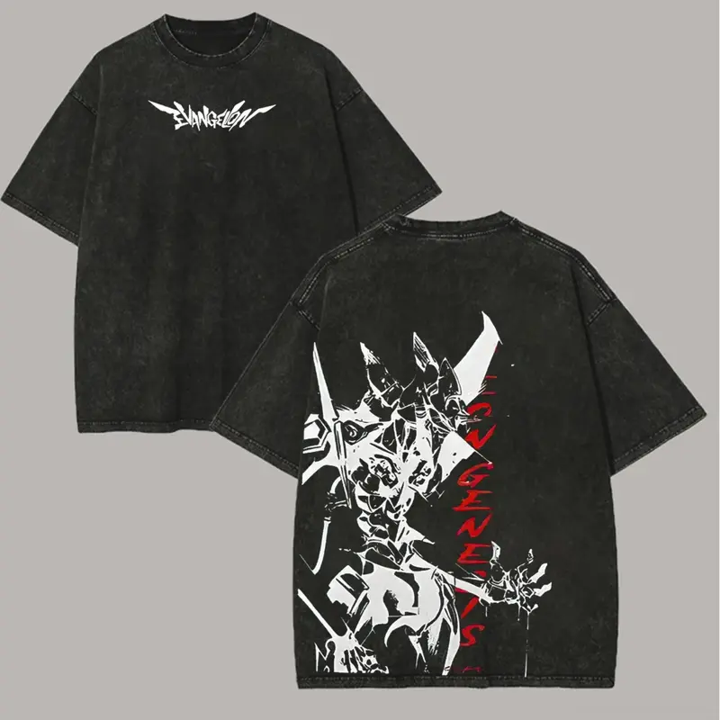 Neon Genesis Evangelion Printed Unisex Washed T-Shirt