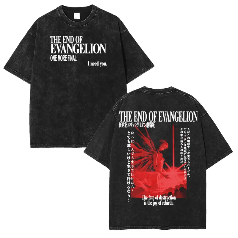 Neon Genesis Evangelion Printed Unisex Washed T-Shirt