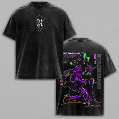 Neon Genesis Evangelion Printed Unisex Washed T-Shirt