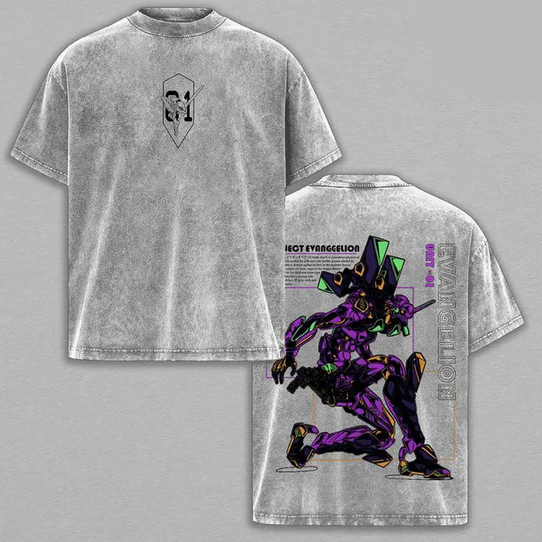 Neon Genesis Evangelion Printed Unisex Washed T-Shirt