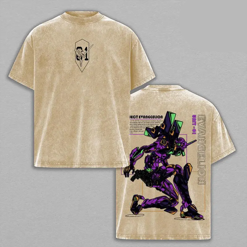 Neon Genesis Evangelion Printed Unisex Washed T-Shirt