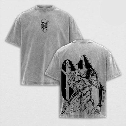 Evangelion Eva 01  Printed Unisex Washed T-Shirt