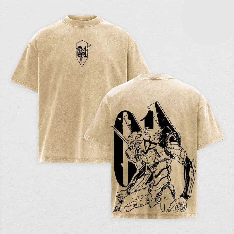 Evangelion Eva 01  Printed Unisex Washed T-Shirt