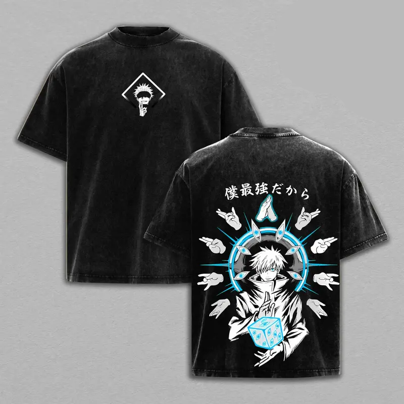 Satoru Gojo Printed Unisex Washed T-Shirt | Jujutsu Kaisen 