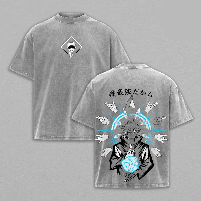 Satoru Gojo Printed Unisex Washed T-Shirt | Jujutsu Kaisen 