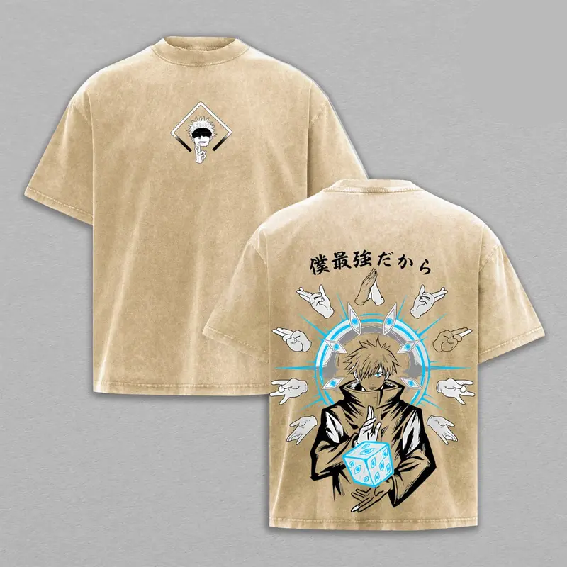 Satoru Gojo Printed Unisex Washed T-Shirt | Jujutsu Kaisen 
