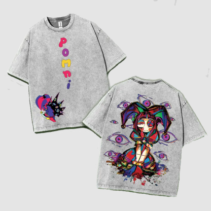 Pomni The Amazing Digital Circus Printed Unisex Washed T-Shirt 