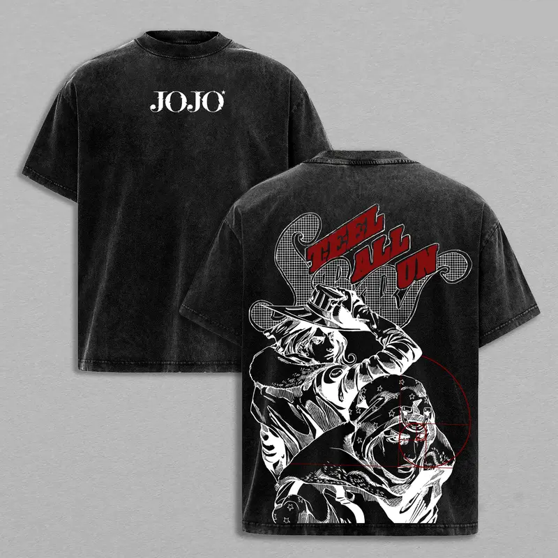 Johnny Joestar x Gyro Zeppeli  Vintage Unisex Washed T-Shirt | JoJo’s Bizarre Adventure 