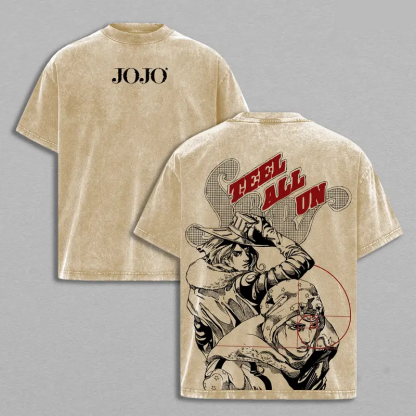 Johnny Joestar x Gyro Zeppeli  Vintage Unisex Washed T-Shirt | JoJo’s Bizarre Adventure 