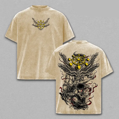Megumi vs Mahoraga Jujutsu Kaisen Vintage Unisex Washed T-Shirt