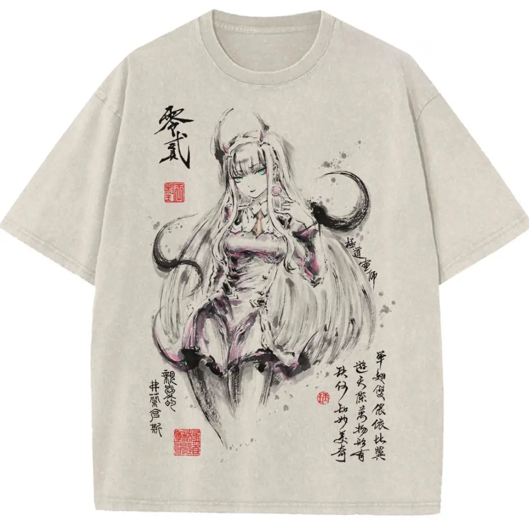 Zero Two Darling in the Franxx Printed Unisex Washed T-Shirt