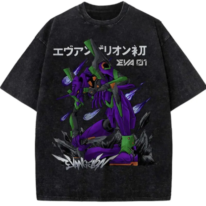 Eva-01 Neon Genesis Evangelion Printed Unisex Washed T-Shirt
